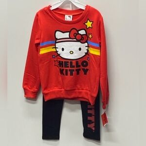 Hello Kitty Red and Black Outfit with Colorful Stripes